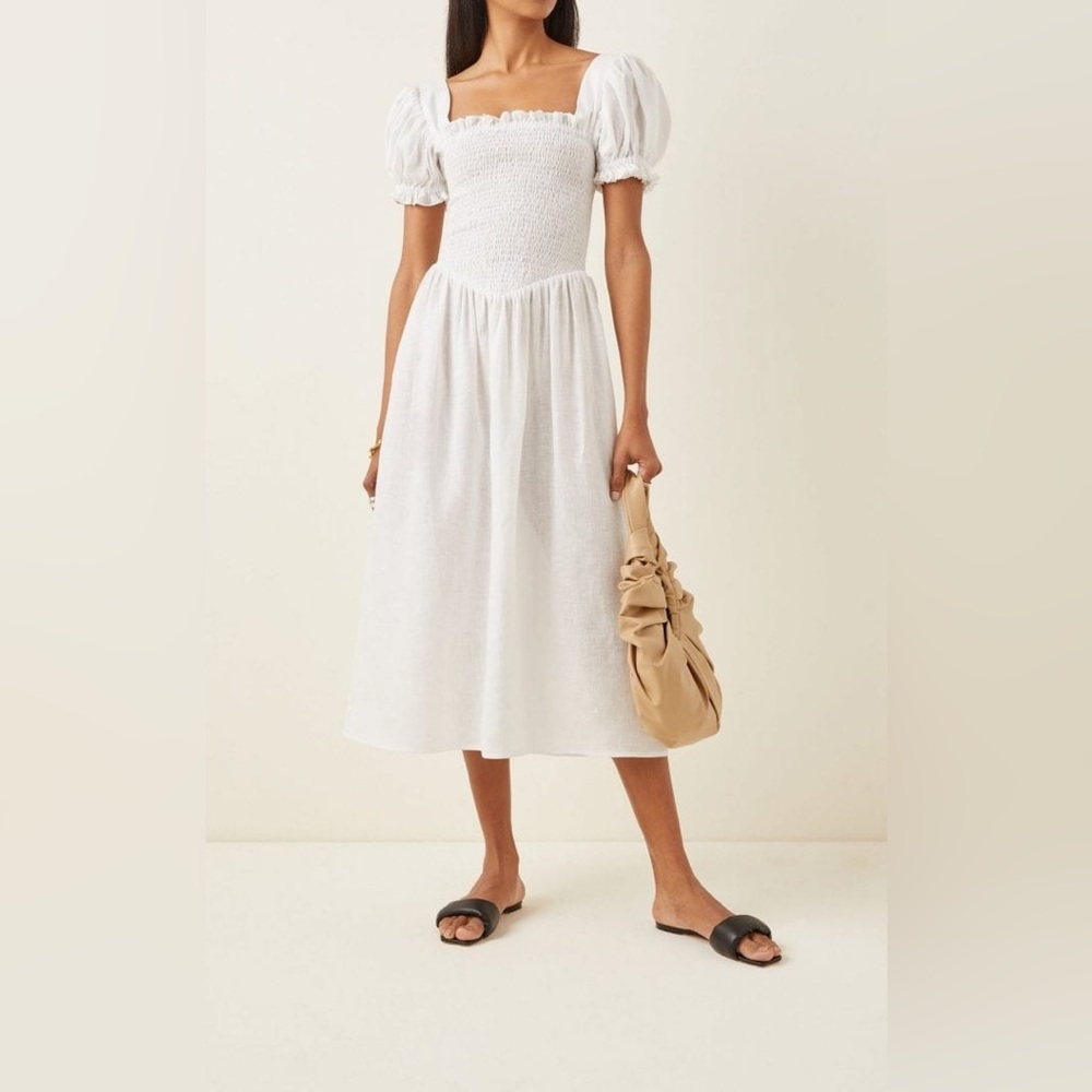 Sleeper Belle linen dress white